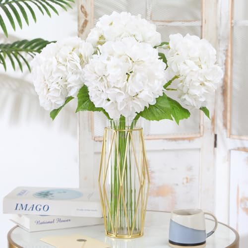 Nubry 2244In White Hydrangea Artificial Flowers 4Pcs