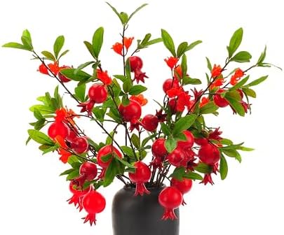 Lifelike Artificial Pomegranate Flower Decoration 4PCS 37 Inch