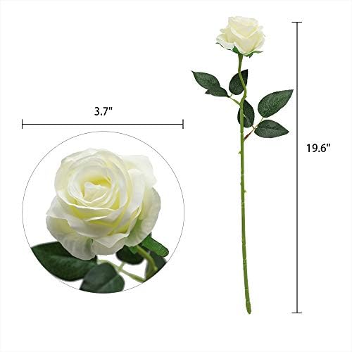 Nubry Artificial Silk White Rose Bouquet 10pcs Lifelike Wedding Decoration