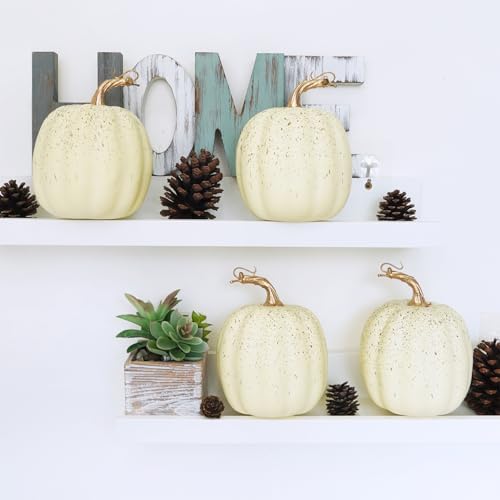 Winlyn 67 Inch Artificial Cream Pumpkins Set of 4