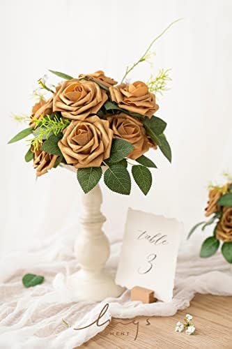 Lings Moment Artificial Gold Roses 25Pcs with Stems