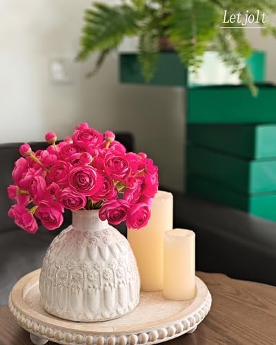 Letjolt Ranunculus Artificial Flowers 18pcs ROSEO Pink Faux Bouquet Decorations