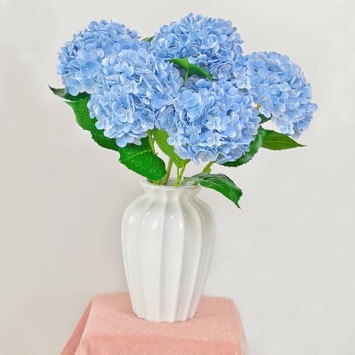 Real Touch Blue Hydrangea Artificial Flowers 3 Pcs