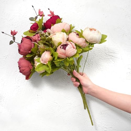 FiveSeasonStuff Passion Blush Artificial Peony Bouquet
