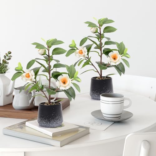 Gresorth 2 Pack Artificial Potted Plants with Flowers