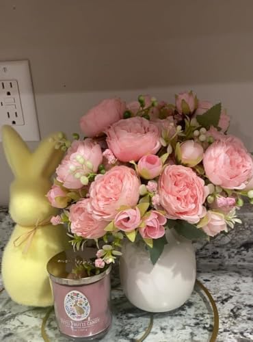 Pusuny Light Pink Artificial Peony Bouquet 2 Bundles