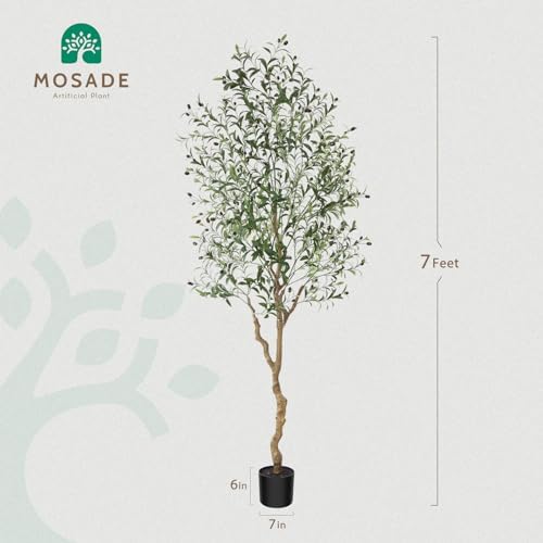 MOSADE 7 Feet Artificial Olive Tree with Seagrass Basket