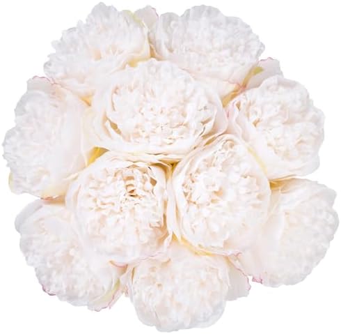 UArtlines 2 Bouquet 10 Heads Artificial Peony Decor Cream White