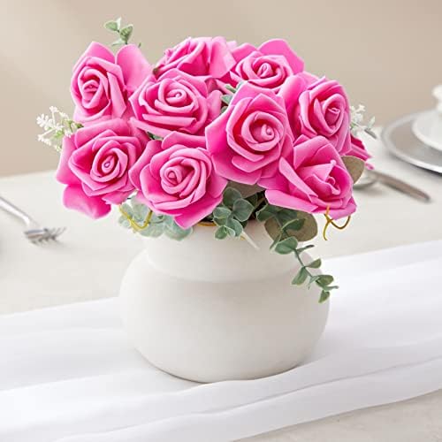 Juvale 100 Pack Hot Pink Artificial Roses