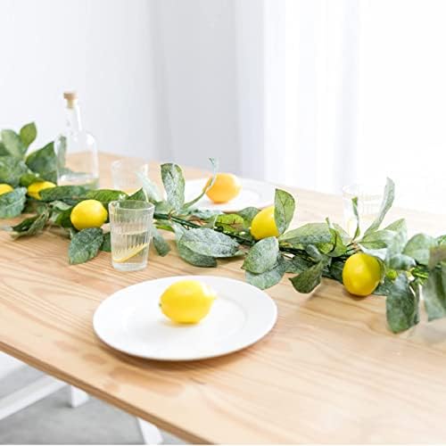 2 Pcs Artificial Lemon Garland with Flowers and Eucalyptus