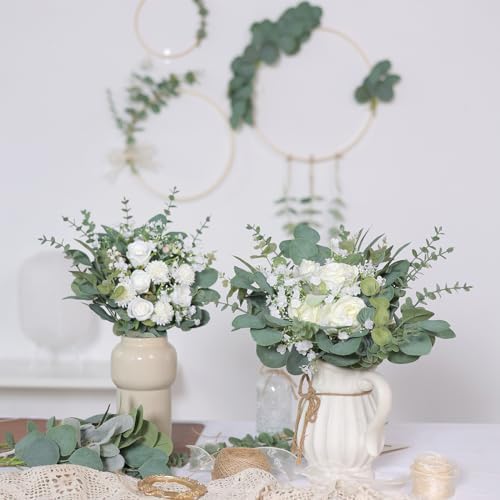 110 Pcs 7 Kinds Mixed Artificial Eucalyptus Stems and Flowers