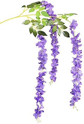 6 Pack Artificial Wisteria Vine Hanging Garland Purple