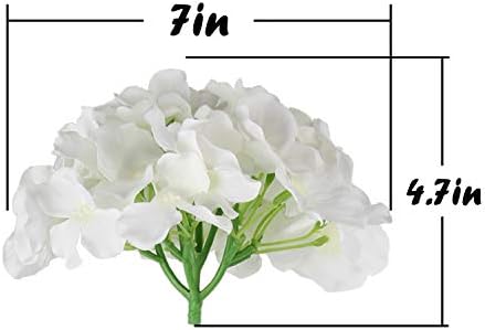 Flojery Silk Hydrangea Flower Heads with Stems Pack of 10 White