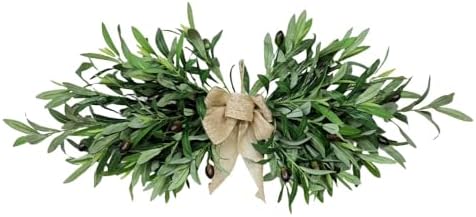 24 Inch Floral Swag with Olive Fruit and Green Leaves