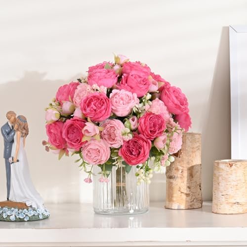 MARTINE MALL 2 Pack Mixed Pink Artificial Peonies Flowers
