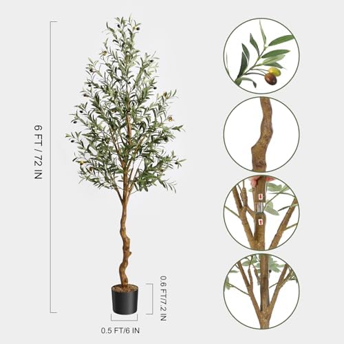 GAOMON Artificial Olive Tree 6FT Tall Faux Silk Decor Tree
