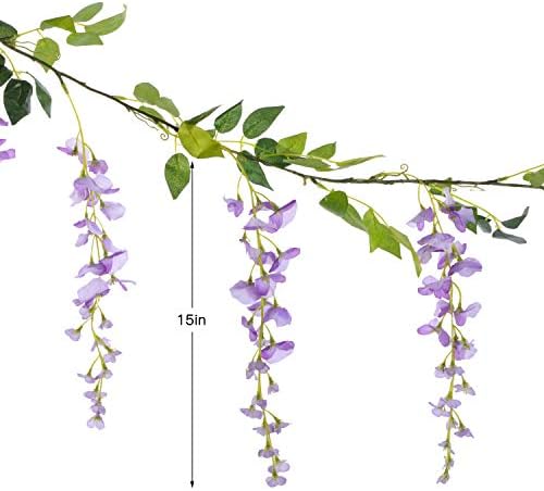 Lvydec Wisteria Artificial Flowers Garland Light Purple 288ft 4 Pcs