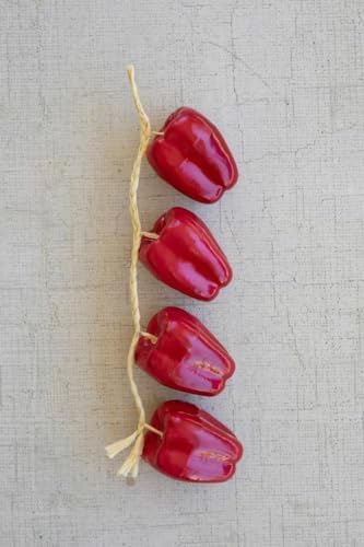 First of a Kind Artificial Red Bell Pepper String - Set of 4