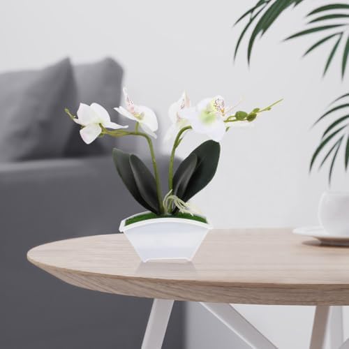 POPETPOP Artificial Orchid Flowers in Ceramic Pot White
