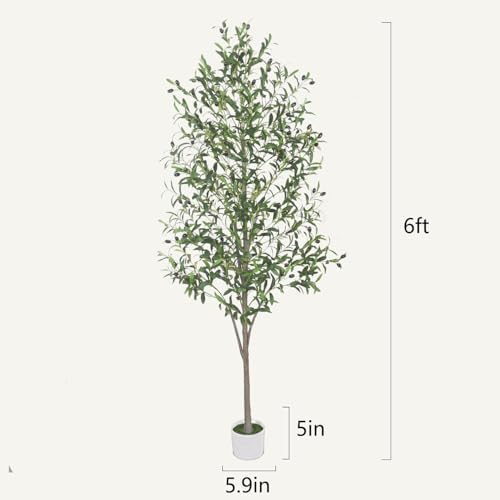 Artificial Olive Tree 6FT Tall with White Pot