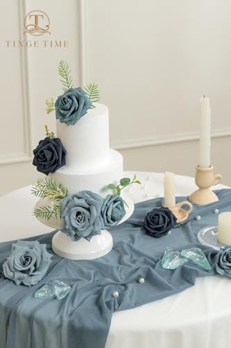 TINGE TIME Navy Blue Artificial Flowers Combo
