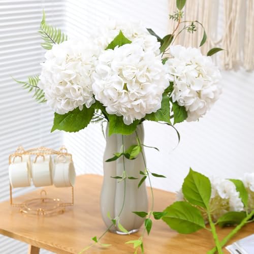 Nubry 2244In White Hydrangea Artificial Flowers 4Pcs