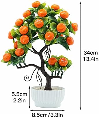 14 Inch Faux Orange Tree Bonsai with Vase and Pot