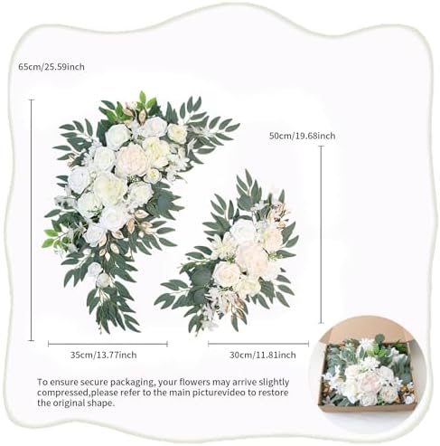 Pack of 2 Artificial Wedding Arch Flowers Decorations Reusable White