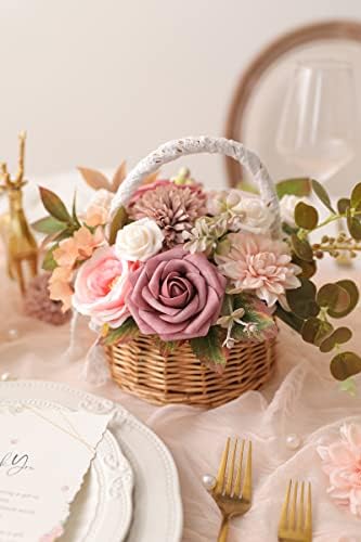 Artificial Flowers Gradient Pink Purple Combo Set