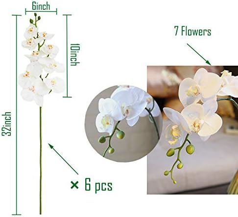 FagusHome 32 Inch Artificial Orchid Flowers 6 Pcs