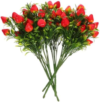 Generic Artificial Strawberry Flower Stem Decor