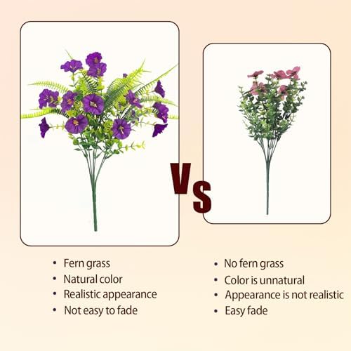 HIAGROW Artificial Petunias Flowers 12 Bundles UV Resistant Decor