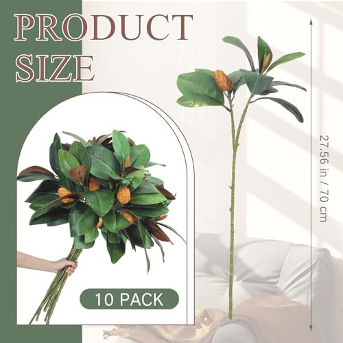 10 Pcs Artificial Magnolia Branches 32 Inch Decor