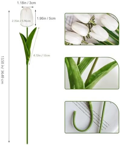 20pcs White Tulips Artificial Flowers for Home Wedding Decor