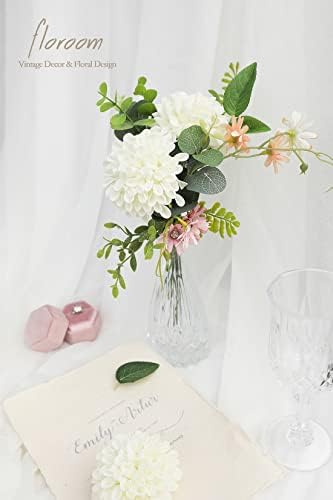 Floroom Artificial Dahlia Flowers 25pcs Ivory Foam Fake Roses