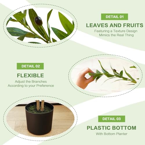 MOLACHI 6 FT Artificial Olive Tree with Natural Wood Trunk and Lifelike Fruits