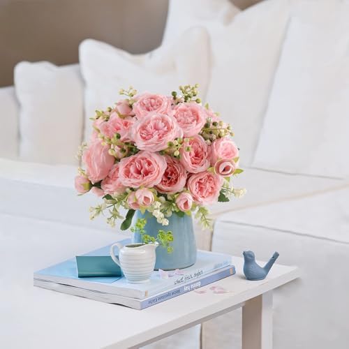 Pusuny Light Pink Artificial Peony Bouquet 2 Bundles