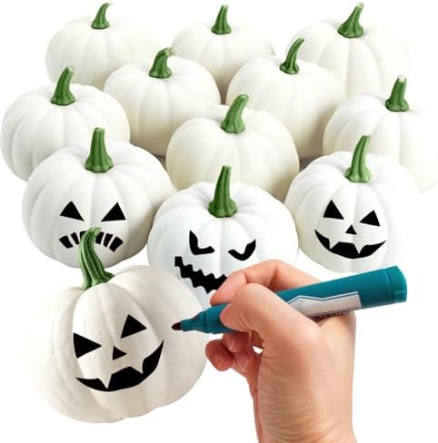 ShellKingdom Artificial Mini Pumpkin Decor 12PCS White