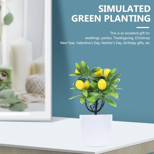 PRETYZOOM 2pcs Artificial Lemon Tree 24cm Potted Plant