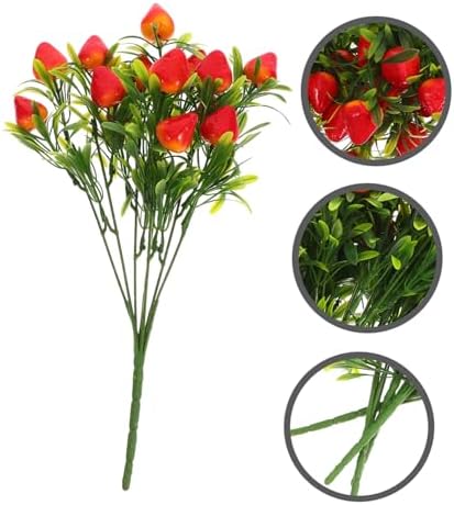 Generic Artificial Strawberry Flower Stem Decor