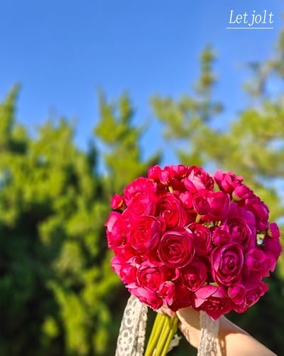 Letjolt Ranunculus Artificial Flowers 18pcs ROSEO Pink Faux Bouquet Decorations