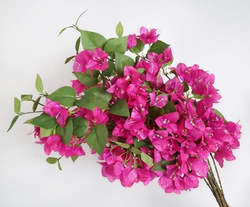 INSUNSIX 12PCS Long Stem Pink Artificial Bougainvillea Flowers