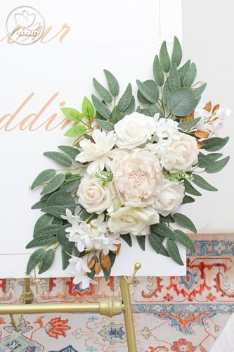 Pack of 2 Artificial Wedding Arch Flowers Decorations Reusable White