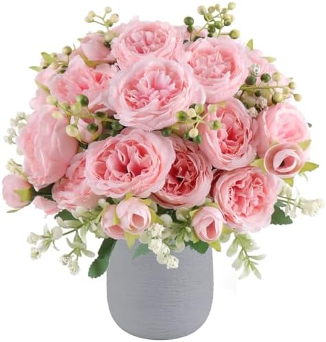 Pusuny Light Pink Artificial Peony Bouquet 2 Bundles