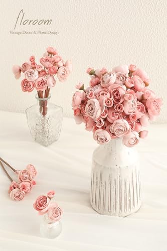 Floroom Dusty Rose Mini Ranunculus Artificial Flowers 18 Pcs