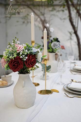 Floroom Artificial Flowers 25pcs Real-Looking Burgundy Foam Fake Roses with Stems