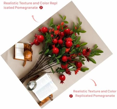 Lifelike Artificial Pomegranate Flower Decoration 4PCS 37 Inch