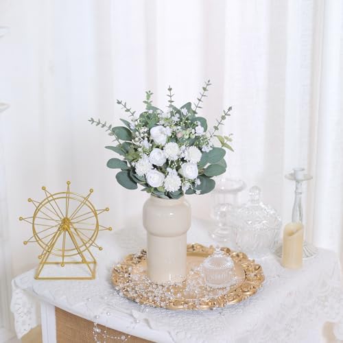 110 Pcs 7 Kinds Mixed Artificial Eucalyptus Stems and Flowers
