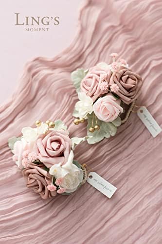 Lings Moment 2 Pcs Dusty Rose Wrist Corsage Artificial Flowers