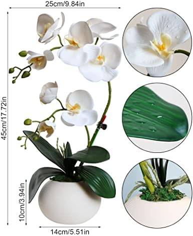 Forlaoers White Real Touch Orchid Artificial Flowers with Vase
